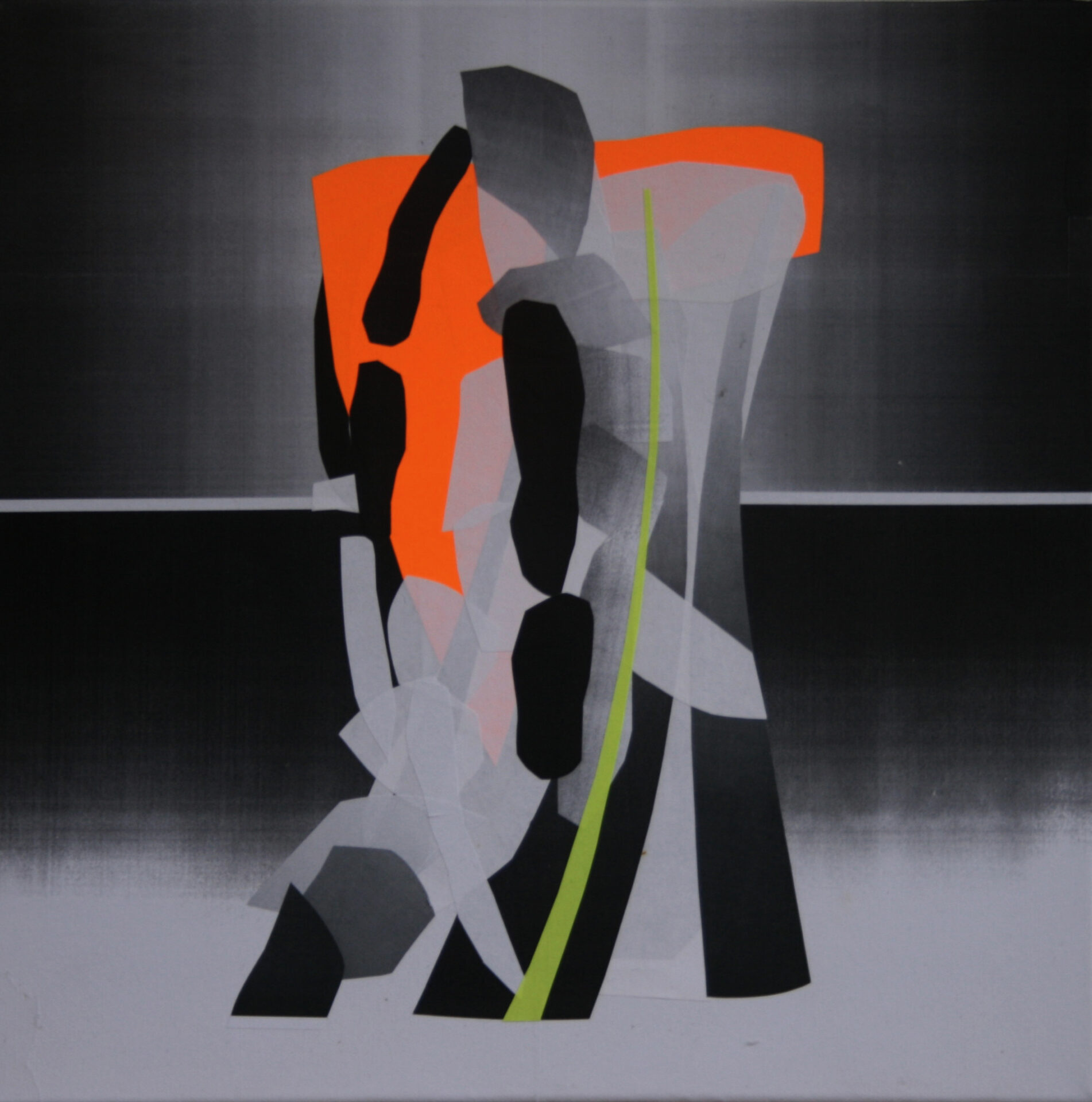Daniel Beer, INFINITE ACTION on paper, 19-02, 40 x 40 cm, Papier auf Leinwand, 2019